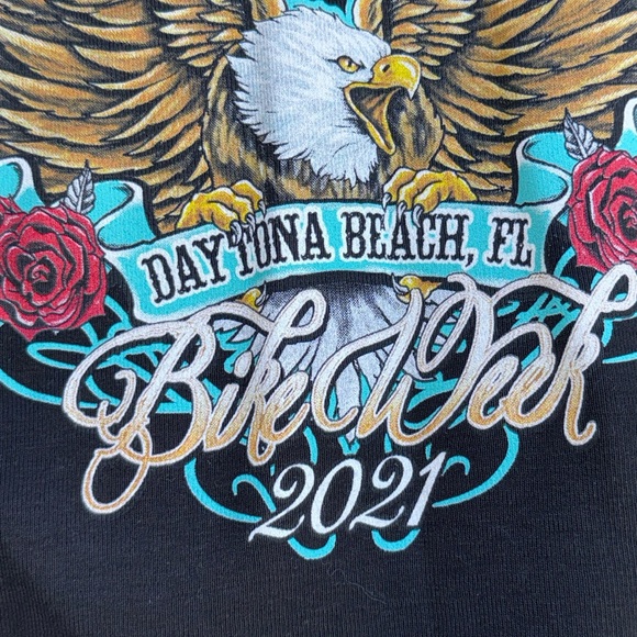 Graphic Eagle Daytona Beach Bike Week 2021 Tee in Black & Cream - Picture 4 of 10